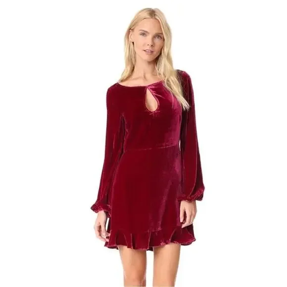 For Love And Lemons Dress Medium Red Velvet Quiet Luxury Designer Event NWT‎ - Picture 16 of 16